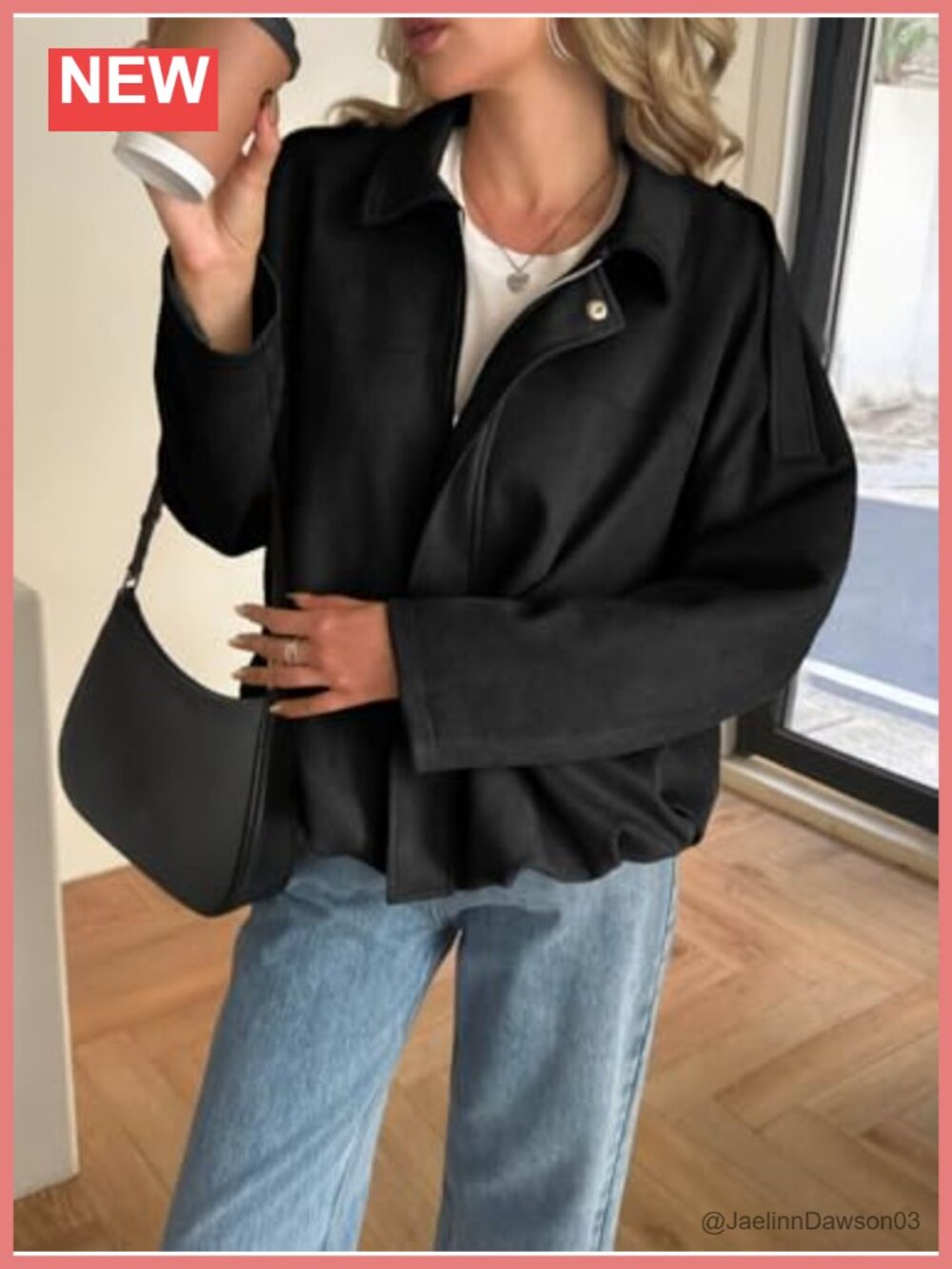 Faux Suede Bomber Jacket Cropped Oversized Zip Up Fall Coat - Picture 3 of 6